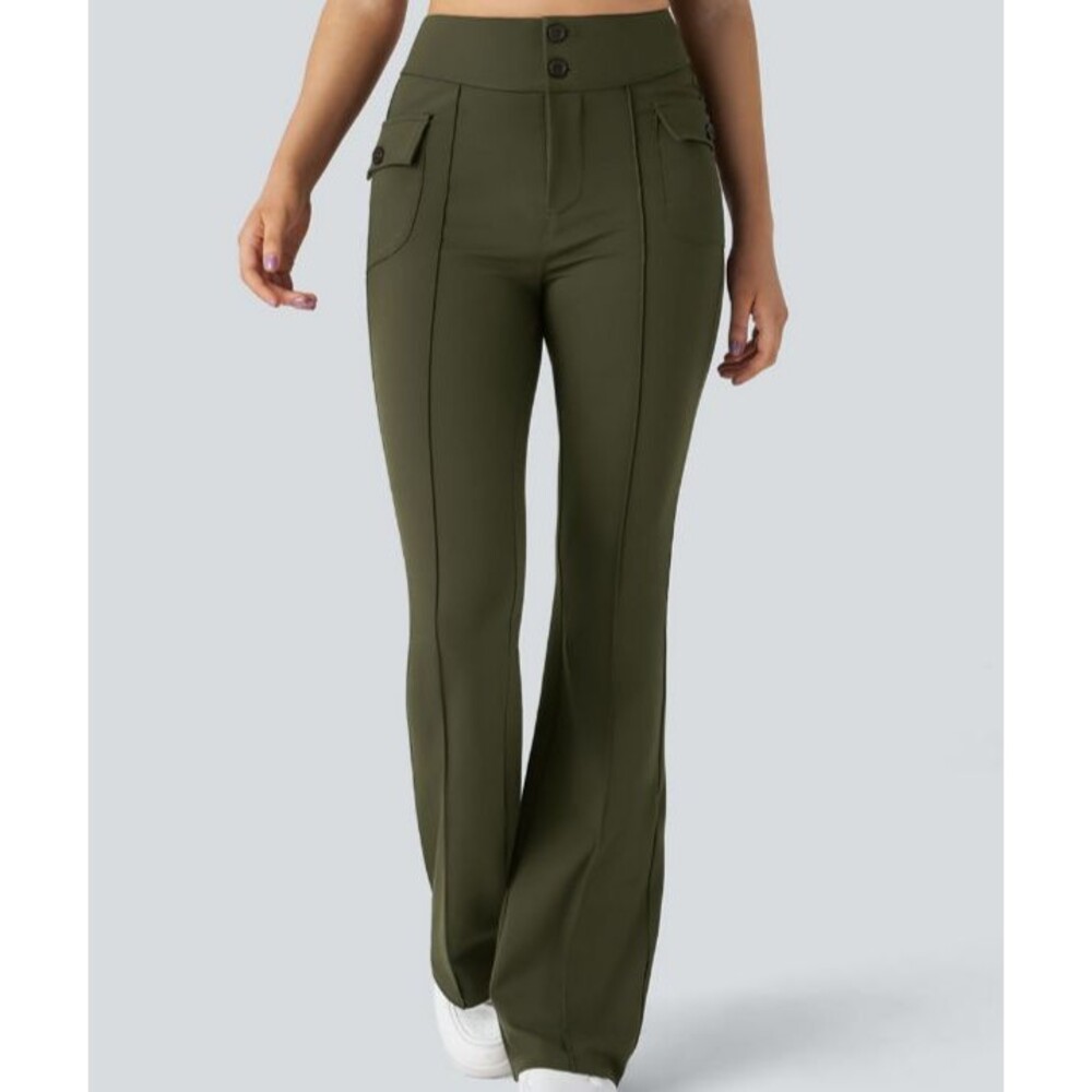 Halara Olive Soft Stretchy High Waist Flare Cargo Pants Plus Size 1X